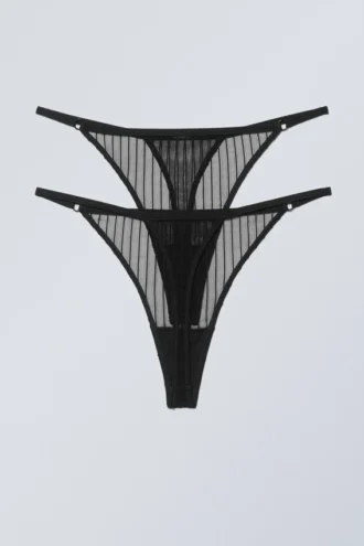 2er-Pack Zelda Spitzen-String – Schwarzer Streifen