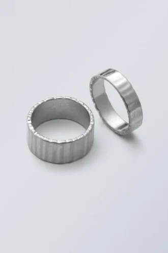 2er-Set Plissee-Ringe – Silber