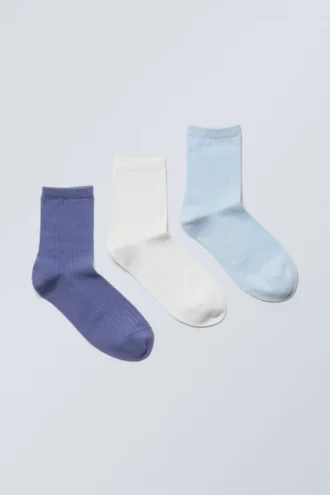 3er-Pack Bella-Shorts-Socken – Blau gemischt