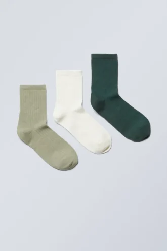 3er-Pack Bella-Shorts-Socken – Grüner Mix