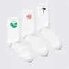 3er-Pack bestickte Crew-Socken – Weiß – Bestickte Mischung 3er-Pack bestickte Crew-Socken – Weiß – Bestickte Mischung