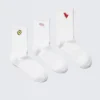 3er-Pack bestickte Socken – Weiß – Bestickte Mischung