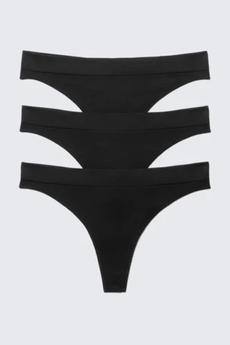 3er-Pack Cat Soft nahtlose High-Waist-Tangas – Schwarz