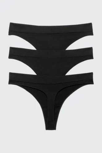 3er-Pack Cat Soft nahtlose High-Waist-Tangas – Schwarz