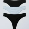 3er-Pack Cat Soft nahtlose High-Waist-Tangas – Schwarz & Hellblau 3er-Pack Cat Soft nahtlose High-Waist-Tangas – Schwarz & Hellblau