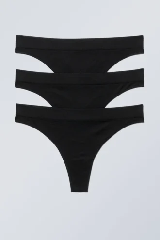 3er-Pack Cat Soft Thong – Schwarz