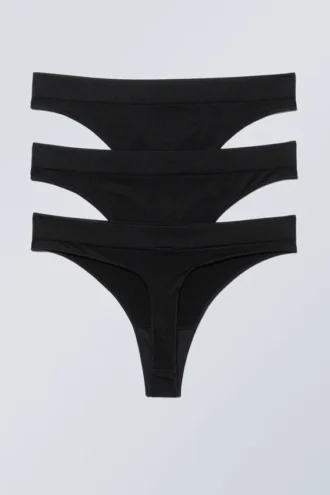 3er-Pack Cat Soft Thong – Schwarz