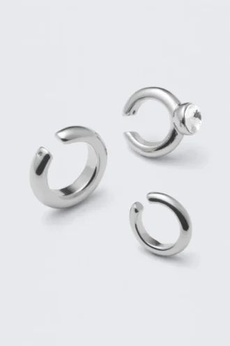 3er-Pack gemischte Ohrklemmen – Silber