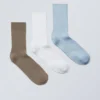3er-Pack gerippte Crew-Socken – Braun/Weiß/Blau 3er-Pack gerippte Crew-Socken – Braun/Weiß/Blau