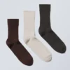 3er-Pack gerippte Crew-Socken – Dunkelrot/Hellbeige/Dunkelgrau 3er-Pack gerippte Crew-Socken – Dunkelrot/Hellbeige/Dunkelgrau