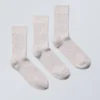 3er-Pack gerippte Crew-Socken – Hellstaubgrau