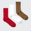 3er-Pack gerippte Crew-Socken – Rot/Weiß/Braun 3er-Pack gerippte Crew-Socken – Rot/Weiß/Braun