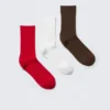3er-Pack gerippte Crew-Socken – Rot/Weiß/Braun 3er-Pack gerippte Crew-Socken – Rot/Weiß/Braun