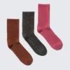 3er-Pack gerippte, gewaschene Crew-Socken – Rostrot/Schwarz/Rosa 3er-Pack gerippte, gewaschene Crew-Socken – Rostrot/Schwarz/Rosa