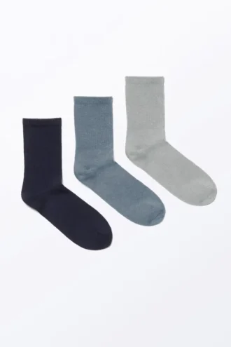 3er-Pack gerippte Socken – Dunkelblau/Staubblau/Grau 3er-Pack gerippte Socken – Dunkelblau/Staubblau/Grau