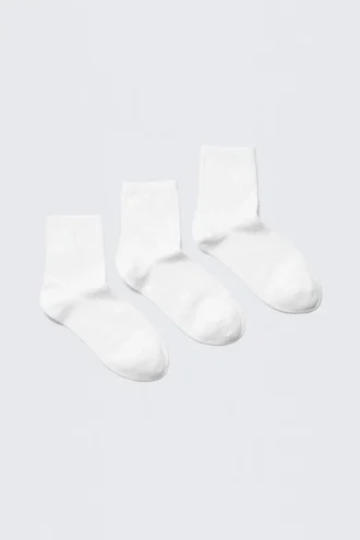 3er-Pack gerippte Socken – Weiß 3er-Pack gerippte Socken – Weiß