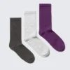 3er-Pack gerippte Sport-Socken – Dunkelgrau/Hellgrau/Violett 3er-Pack gerippte Sport-Socken – Dunkelgrau/Hellgrau/Violett