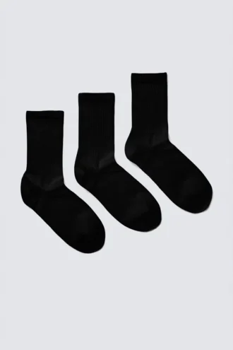 3er-Pack gerippte Sport-Socken – Schwarz 3er-Pack gerippte Sport-Socken – Schwarz