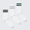 3er-Pack gestreifte Crew-Socken – Weiß mit bunten Streifen 3er-Pack gestreifte Crew-Socken – Weiß mit bunten Streifen