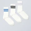 3er-Pack gestreifte Sportsocken – Blau/Schwarz/Lila gestreift 3er-Pack gestreifte Sportsocken – Blau/Schwarz/Lila gestreift