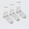 3er-Pack gestreifte Sportsocken – Grau – Weiß gestreift 3er-Pack gestreifte Sportsocken – Grau – Weiß gestreift