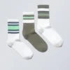 3er-Pack gestreifte Sportsocken – grüne Streifenmischung 3er-Pack gestreifte Sportsocken – grüne Streifenmischung