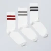 3er-Pack gestreifte Sportsocken – Rot-Grau-Schwarz-Streifen 3er-Pack gestreifte Sportsocken – Rot-Grau-Schwarz-Streifen