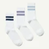 3er-Pack gestreifte Sportsocken – Weiß mit mehreren Streifen 3er-Pack gestreifte Sportsocken – Weiß mit mehreren Streifen