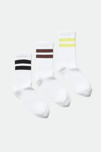 3er-Pack gestreifte Sportsocken – Weiß mit Streifen