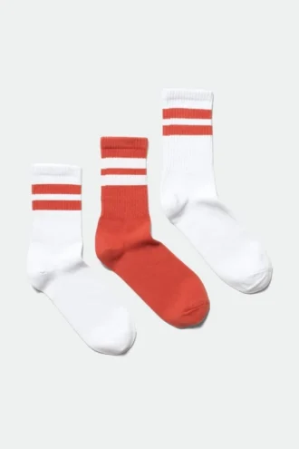 3er-Pack gestreifte Sportsocken – Weiß & Orange