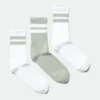 3er-Pack gestreifte Sportsocken – Weiß & Salbei 3er-Pack gestreifte Sportsocken – Weiß & Salbei
