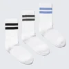 3er-Pack gestreifte Sportsocken – Weiß – Schwarz/Grün/Blau 3er-Pack gestreifte Sportsocken – Weiß – Schwarz/Grün/Blau