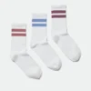 3er-Pack gestreifte Sportsocken – weiße Streifen 3er-Pack gestreifte Sportsocken – weiße Streifen