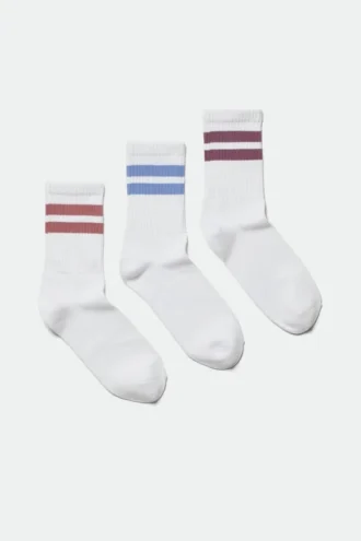 3er-Pack gestreifte Sportsocken – weiße Streifen