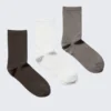 3er-Pack glänzende Socken – Dunkelbraun/Weiß/Braun 3er-Pack glänzende Socken – Dunkelbraun/Weiß/Braun