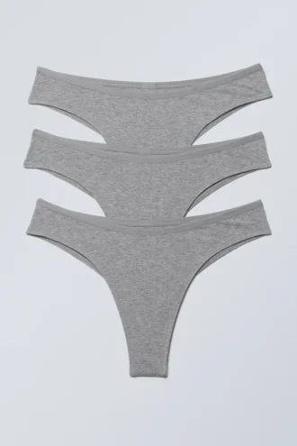 3er-Pack Inez Brazilian Cotton Slips – Grau meliert