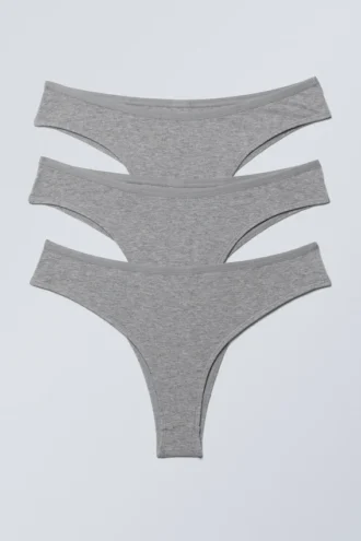 3er-Pack Inez Brazilian Cotton Slips – Grau meliert