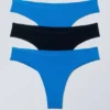 3er-Pack Inez Brazilian-Slips aus Baumwolle – Hellblau/Schwarz 3er-Pack Inez Brazilian-Slips aus Baumwolle – Hellblau/Schwarz