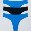 3er-Pack Inez Brazilian-Slips aus Baumwolle – Hellblau/Schwarz 3er-Pack Inez Brazilian-Slips aus Baumwolle – Hellblau/Schwarz