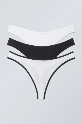 3er-Pack Jade-Baumwoll-String – Schwarz-Weiß
