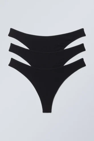 3er-Pack Jade-Baumwoll-Tangas – Schwarz