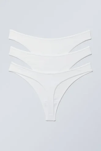 3er-Pack Jade-Baumwoll-Tangas – Weiß