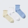 3er-Pack kurze Socken mit Rüschenrand – Hellgelb/Weiß/Hellblau 3er-Pack kurze Socken mit Rüschenrand – Hellgelb/Weiß/Hellblau