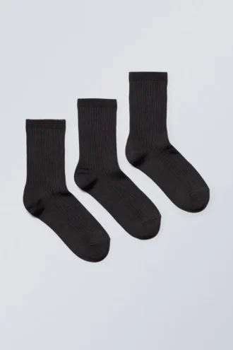 3er-Pack Lova Glanzsocken – Schwarz