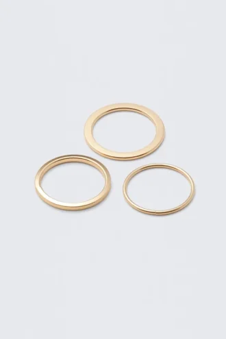 3er-Pack minimalistische Stahlringe – Gold