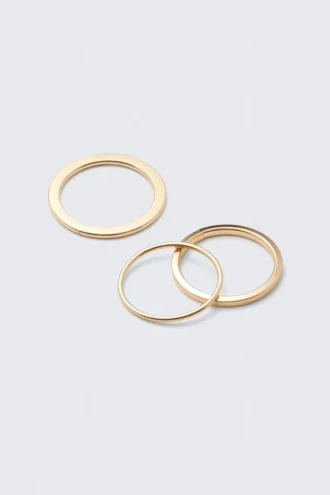 3er-Pack minimalistische Stahlringe – Gold