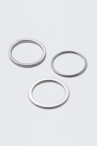 3er-Pack Minimalistische Stahlringe – Silber