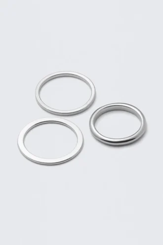 3er-Pack Minimalistische Stahlringe – Silber