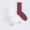 3er-Pack Rippensocken – Grau/Weiß/Dunkelrosa 3er-Pack Rippensocken – Grau/Weiß/Dunkelrosa