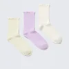 3er-Pack Rüschen-Socken – Gelb/Lila/Weiß 3er-Pack Rüschen-Socken – Gelb/Lila/Weiß